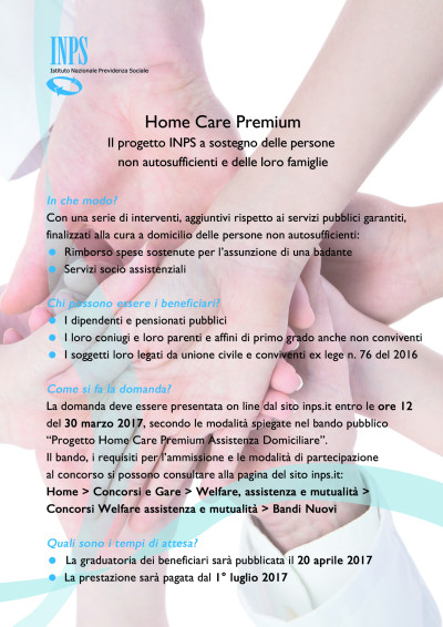 HOME CARE PREMIUM: il Progetto INPS a sostegno delle persone non autosufficie...